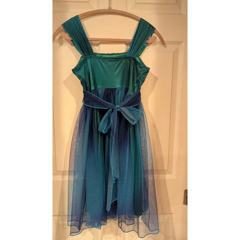 Mymichelle Party Dress 12 Teal Ombre Glitter Tulle Mermaidcore Beaded Formal